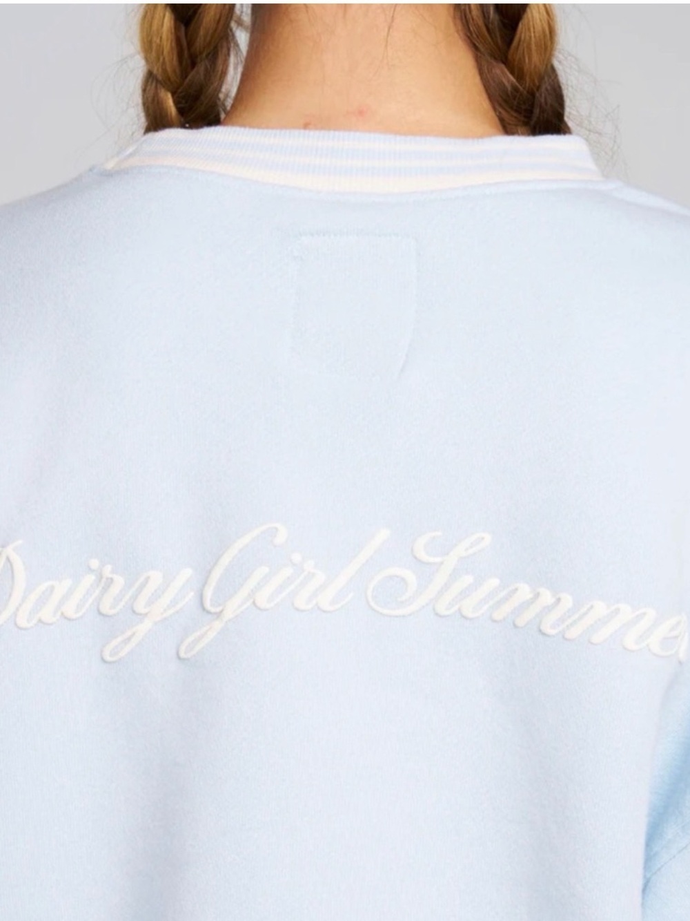 Dairy Boy Dairy Girl Summer Embroidered Light Blue Crew Sweatshirt